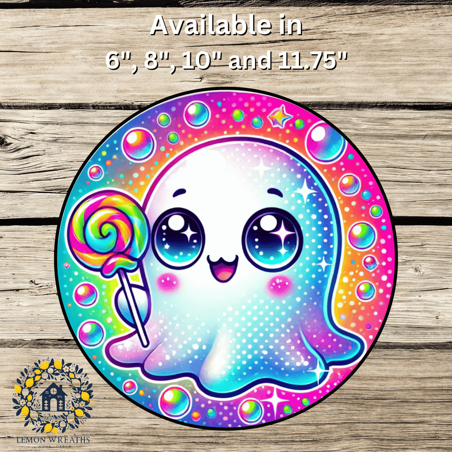 Whimsical Ghost w/Lollipop Metal Sign