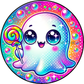 Whimsical Ghost w/Lollipop Metal Sign