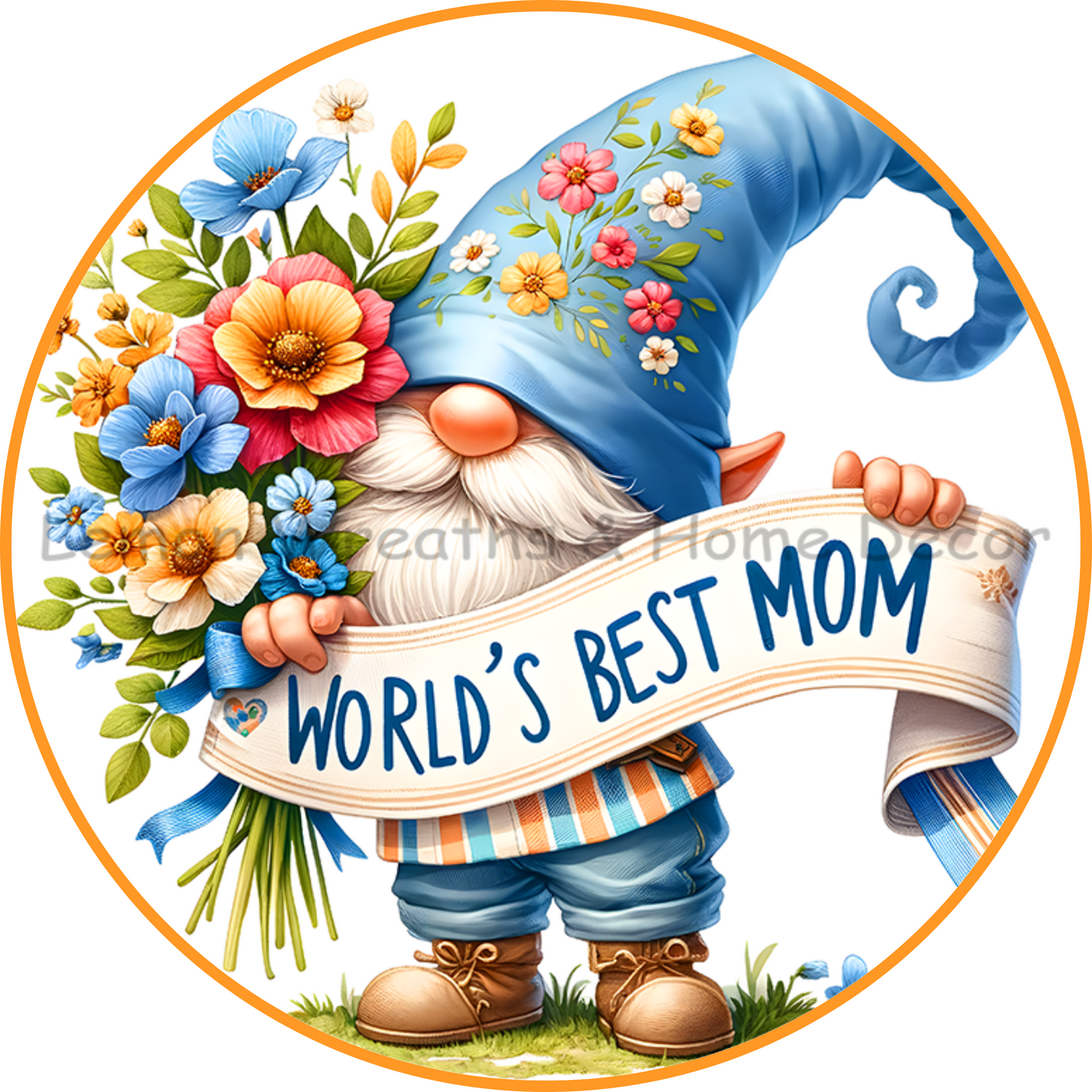 World's Best Mom Gnome Metal Sign