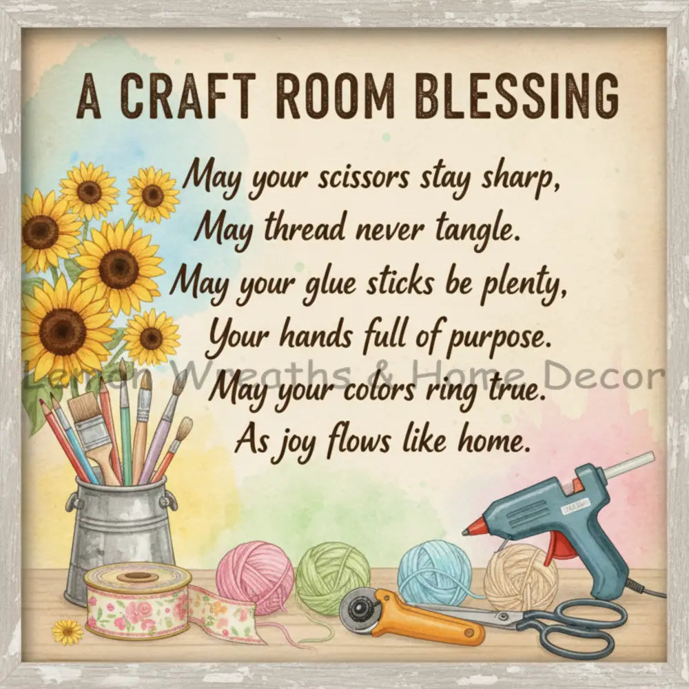 A Craft Room Blessing Metal Sign