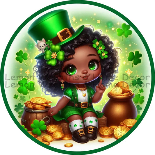 African American Leprechaun Princess Metal Sign