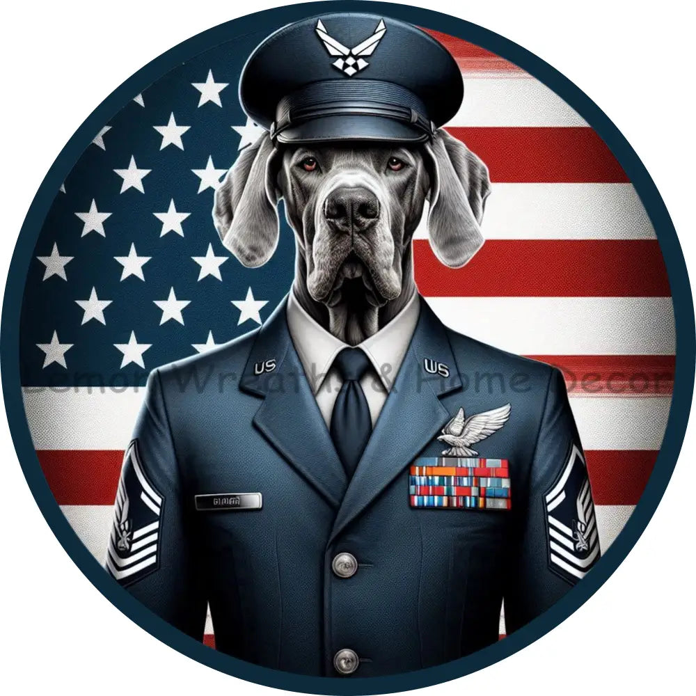 Air Force Great Dane in Uniform Metal Sign