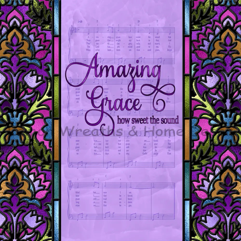 Amazing Grace Faux Stained Glass Metal Sign 8