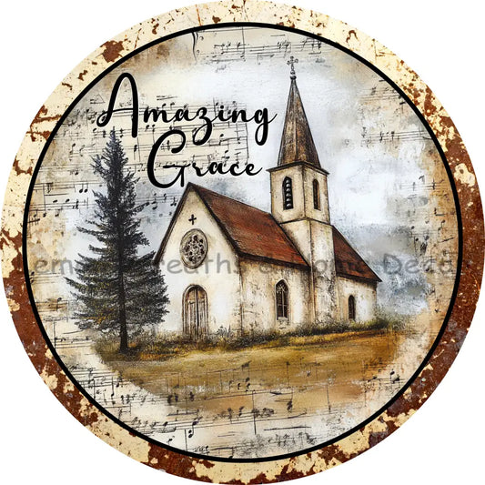 Amazing Grace Rustic Church Metal Sign