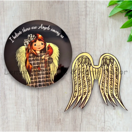 Angel Wings Wood Attachment And Metal Sign Set