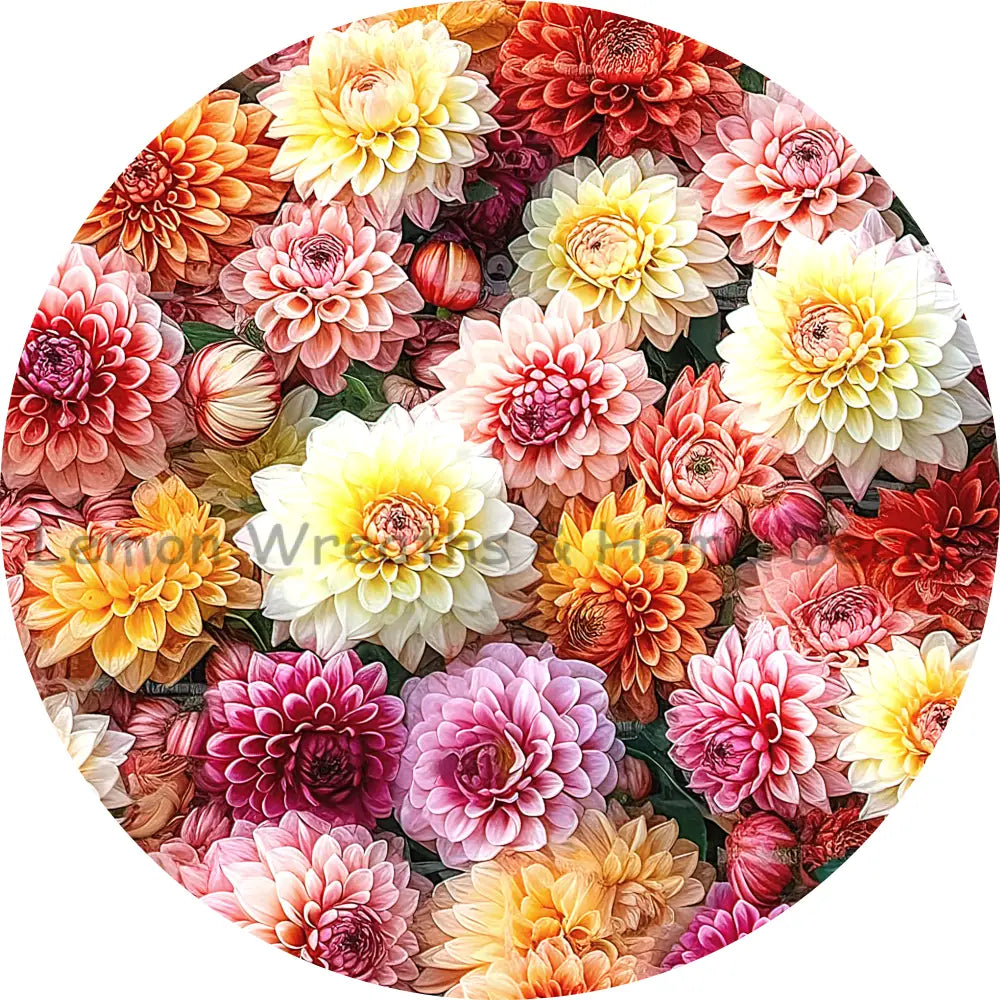 Assorted Dahlias Sublimated Fabric Flower Center