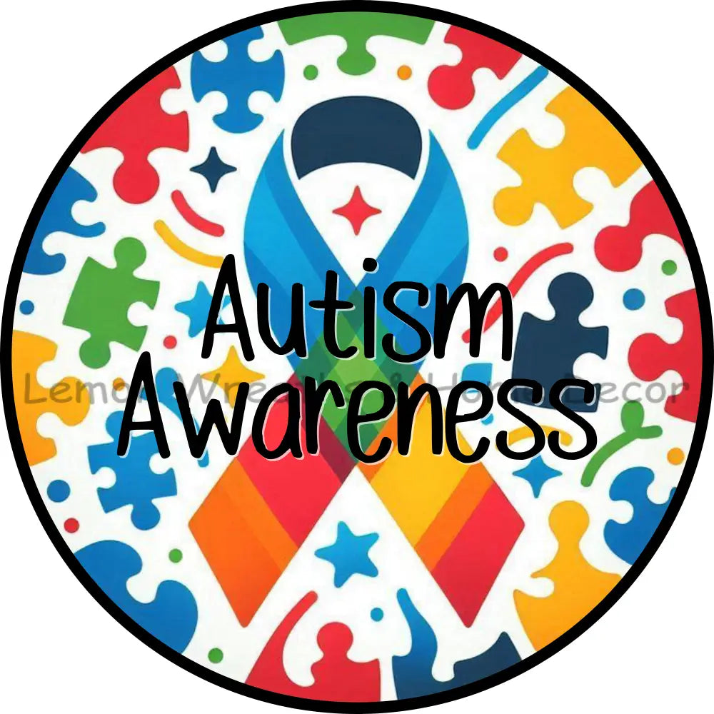 Autism Awareness Ribbon Metal Sign