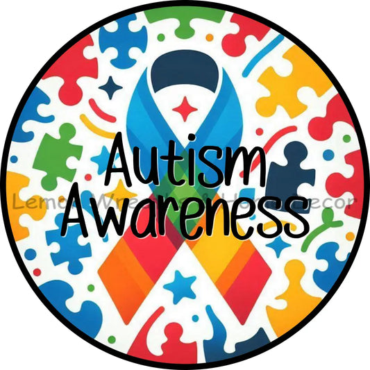 Autism Awareness Ribbon Metal Sign