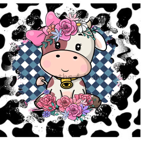 Baby Cow Floral Metal Sign 8