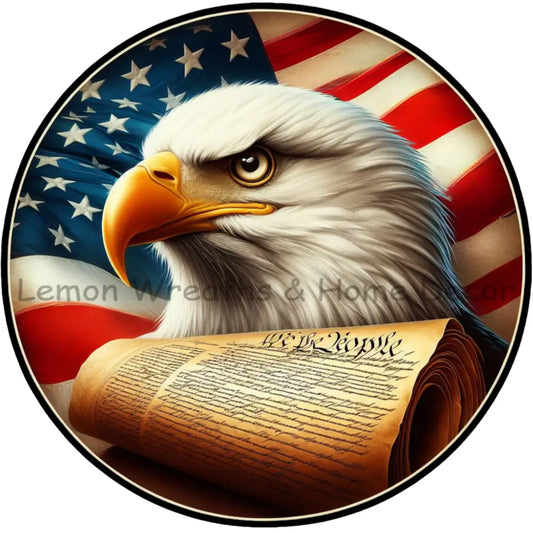 Bald Eagle We The People American Flag Metal Sign