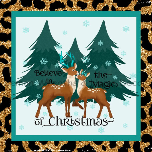 Believe In The Magic Of Christmas Leopard Metal Sign 8