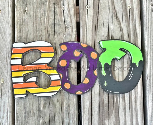 Boo Handpainted Wood Attachment Signs