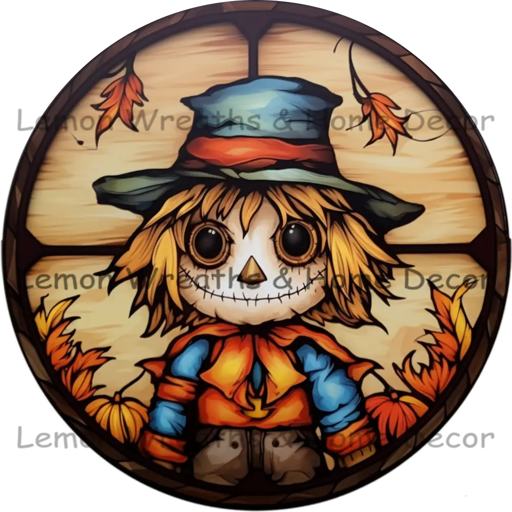 Button Eye Scarecrow Blue Hat Metal Sign 8