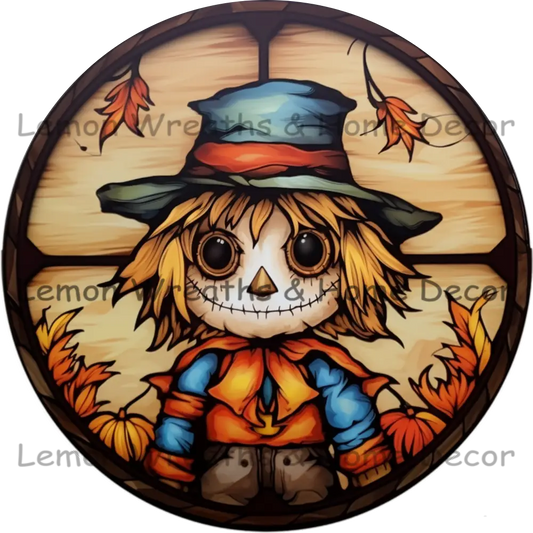 Button Eye Scarecrow Blue Hat Metal Sign 8