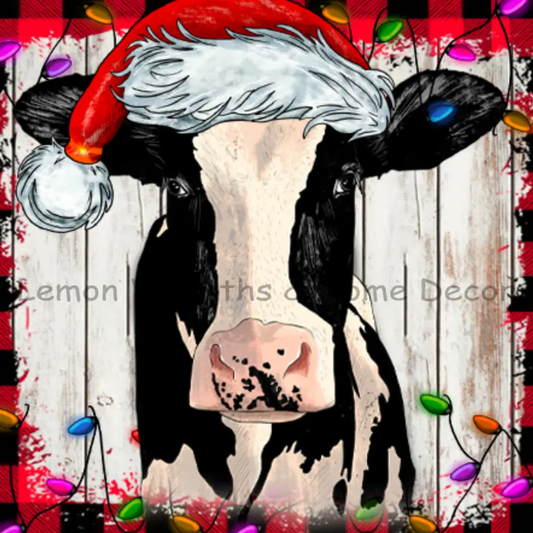Christmas Cow With Lights Metal Sign 8