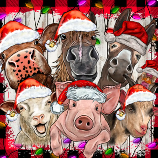 Christmas Farm Animals With Lights Metal Sign 8