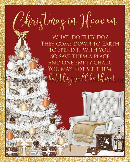 Christmas In Heaven What Do They Gold Glitter Metal Sign