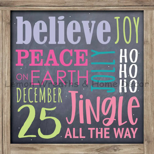 Christmas Words Collage Metal Sign