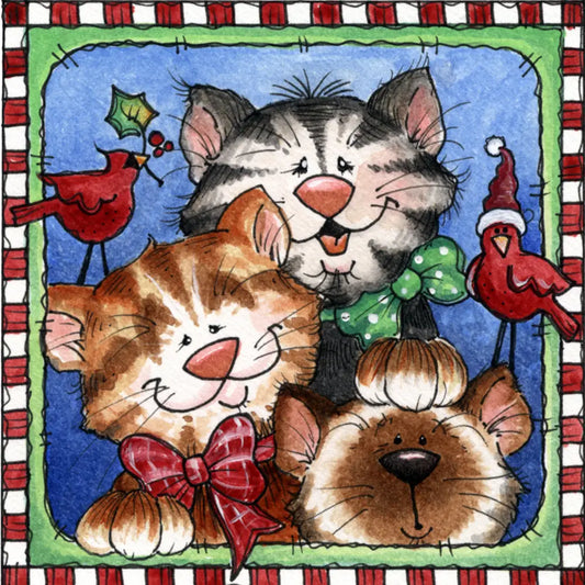 Classic Art Christmas Cats Metal Sign 8