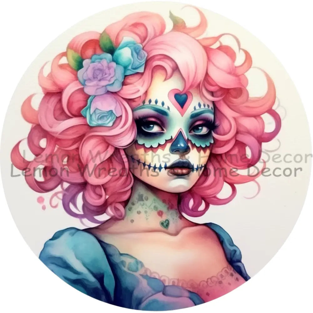 Cotton Candy Girl Day Of The Dead Metal Sign 6