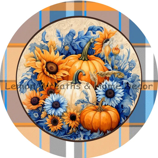 Country Blue And Orange Fall Metal Sign 6 / No Text