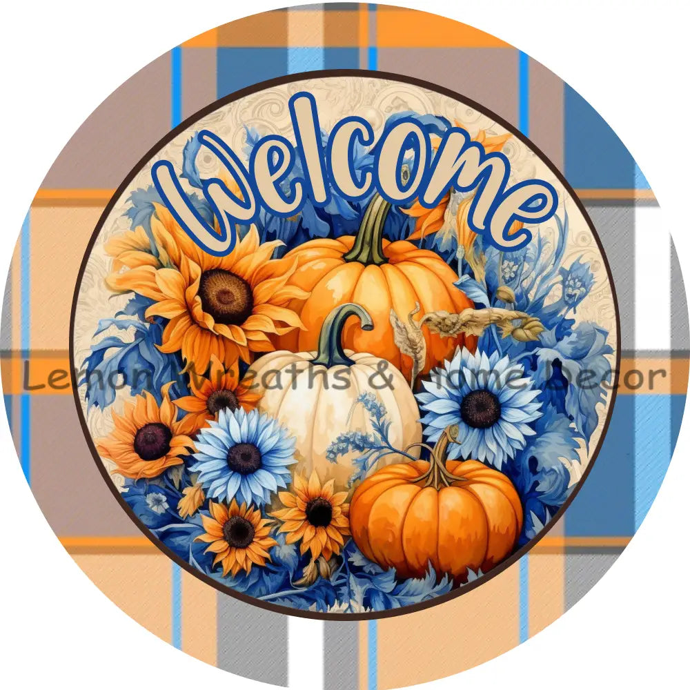 Country Blue And Orange Fall Metal Sign 6 / Welcome
