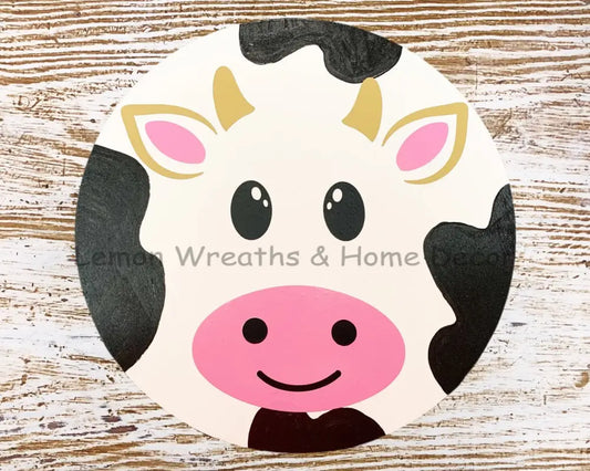 Cow Face Wood Wreath Sign Signs