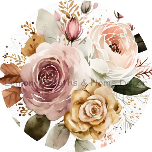 Cream Rose Gold Roses Sublimated Fabric Center