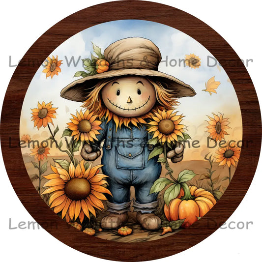 Cute Scarecrow Sunflowers Metal Sign 8