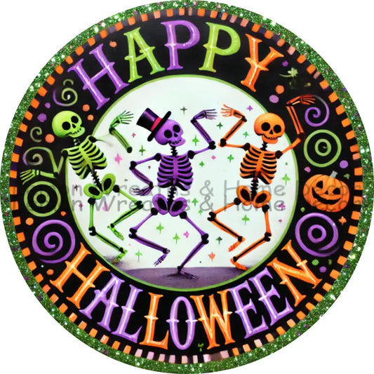 Dancing Skeletons Happy Halloween Sam’s Match 2024 Metal Sign