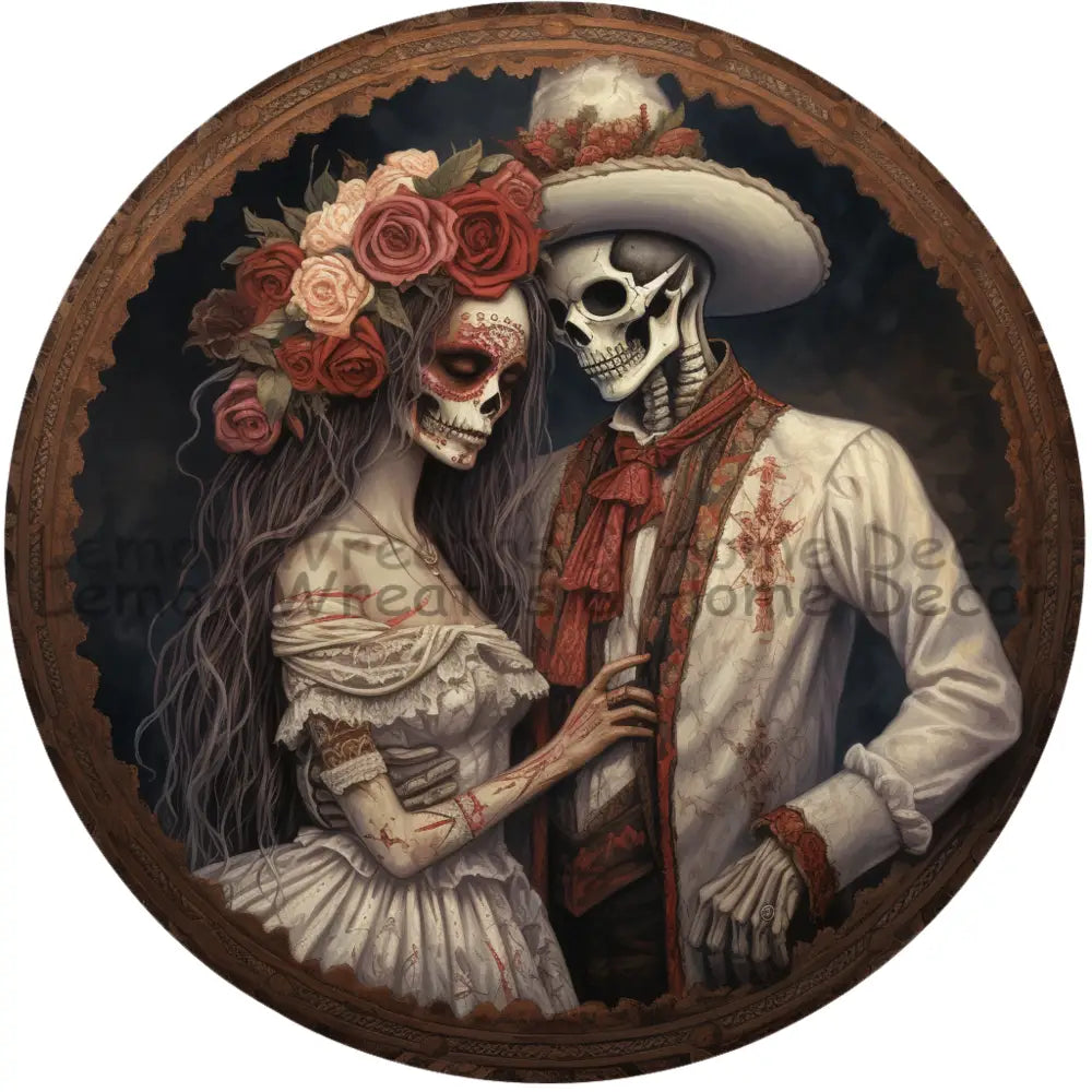 Day Of The Dead Western Couple Metal Sign 6