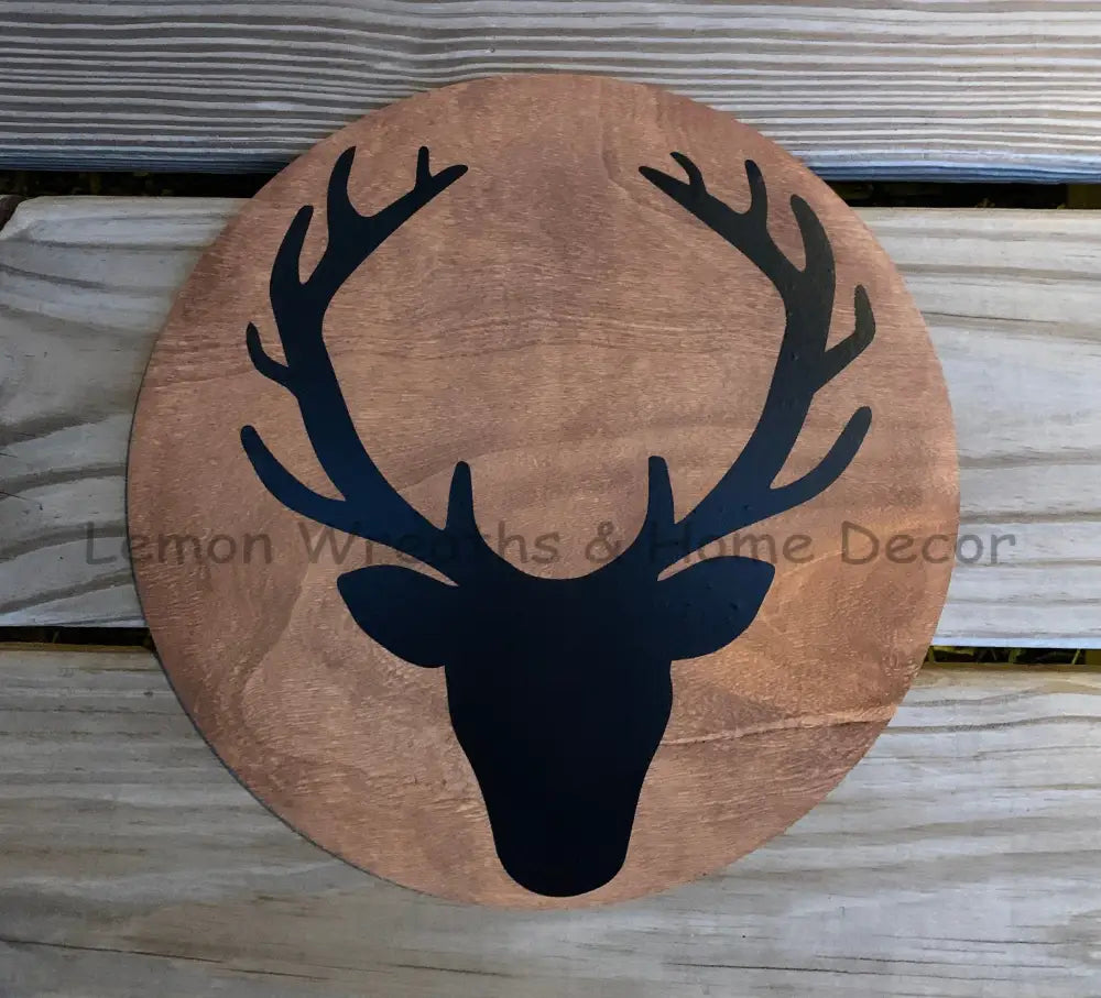 Deer Head Wood Wreath Sign Signs