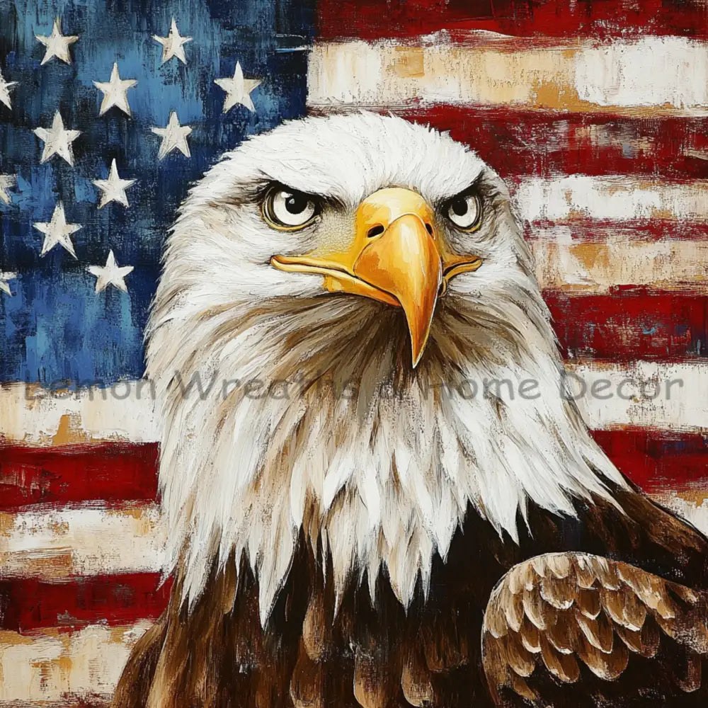 Distressed Bald Eagle American Flag Metal Sign