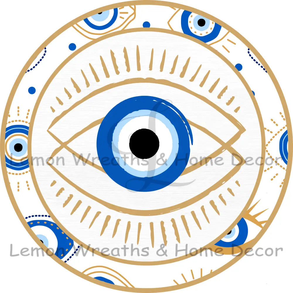 Evil Eye Gold Border Metal Sign