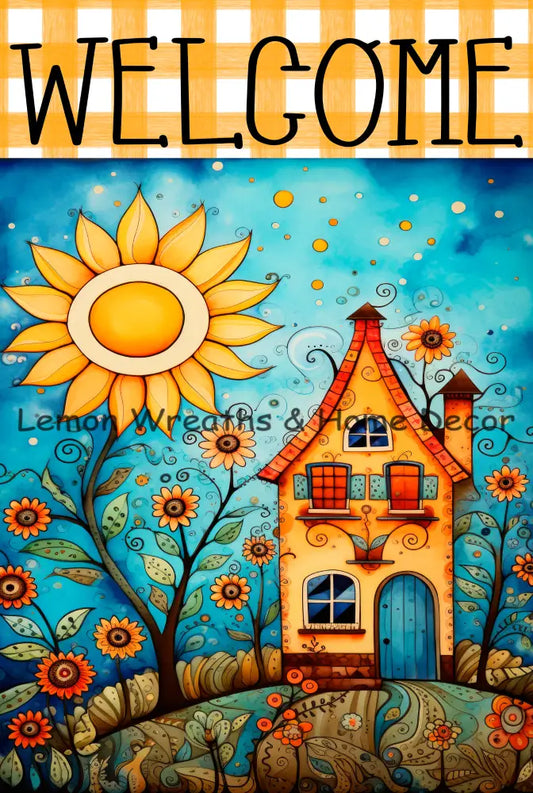 Fall Countryside Welcome Metal Sign