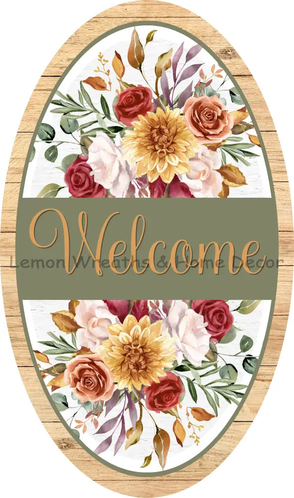 Fall Floral Welcome Oval Metal Sign (Copy)