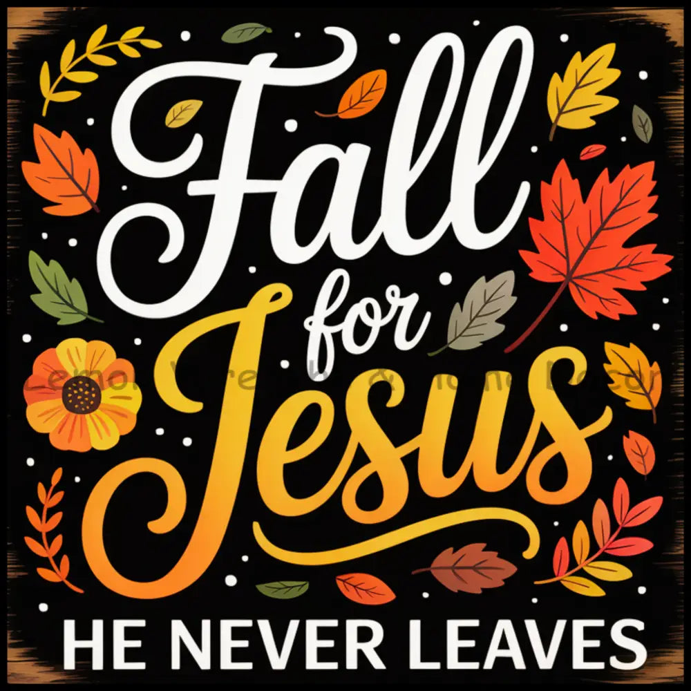 Fall For Jesus He Never Leaves Square Metal Sign