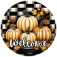 Fall Pumpkins Retro Background Metal Sign 6 / Welcome