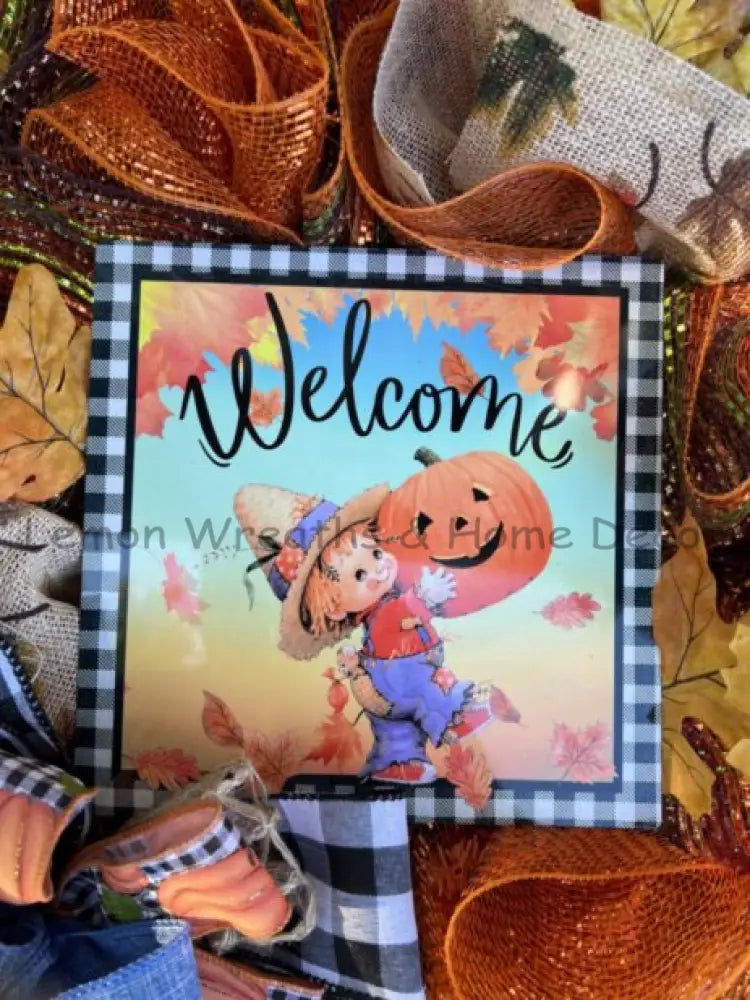 Fall Welcome Scarecrow Boy Wreath