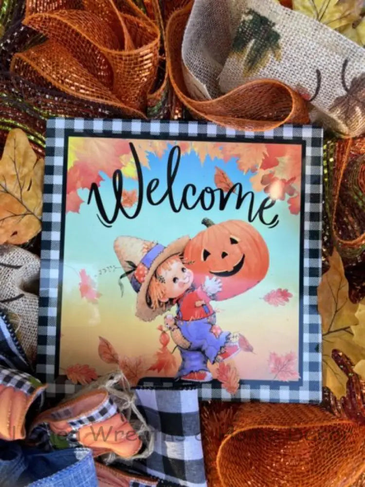 Fall Welcome Scarecrow Boy Wreath