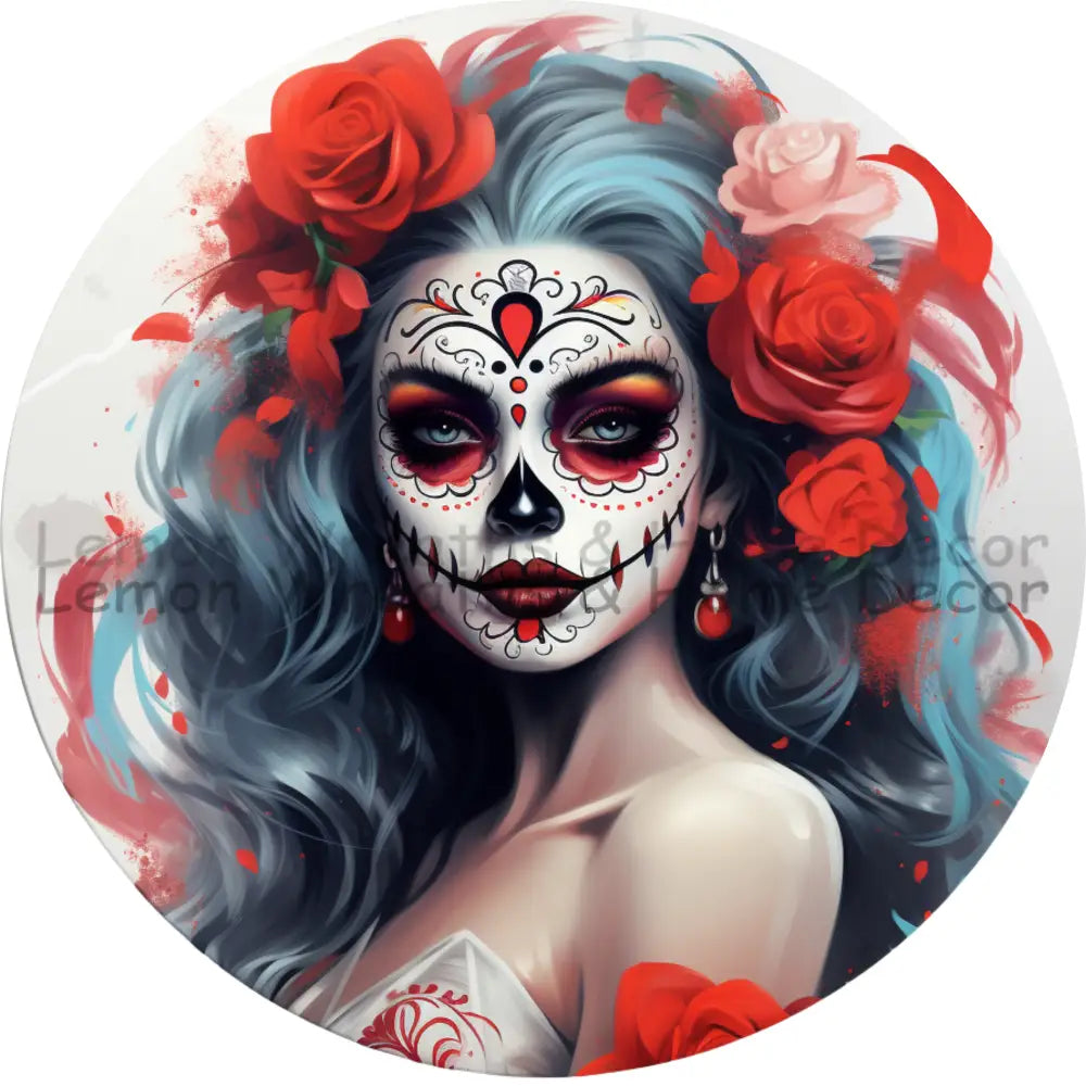 Fire And Ice Day Of The Dead Girl Metal Sign 6