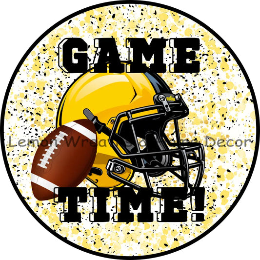 Football Game Time Black And Yellow Metal Sign 6