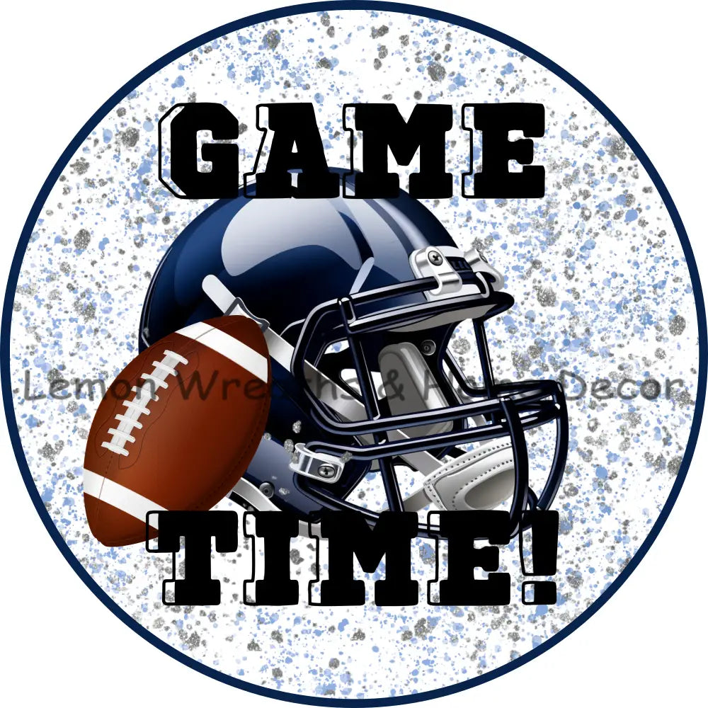 Football Game Time Blue And Silver Metal Sign 6