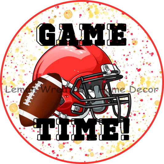 Football Game Time Red And Yellow Metal Sign 6
