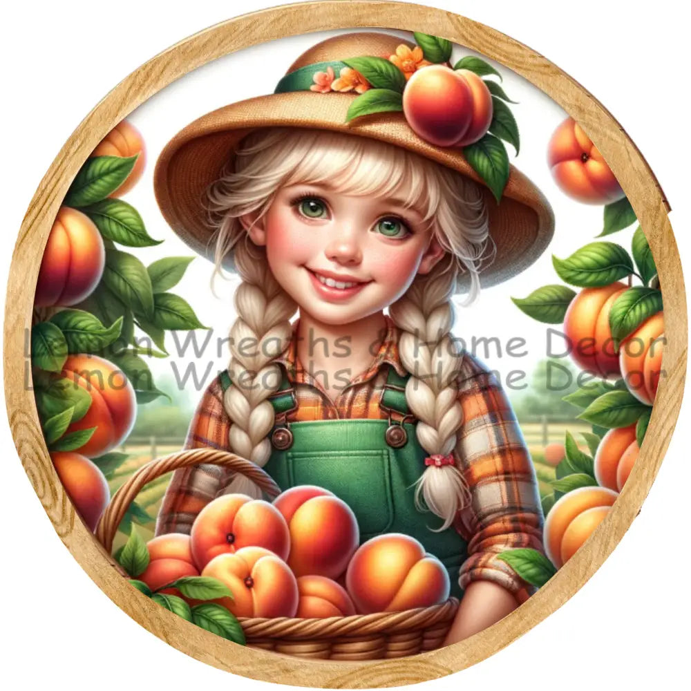 Fruitful Seasons Southern Peach Girl Metal Sign