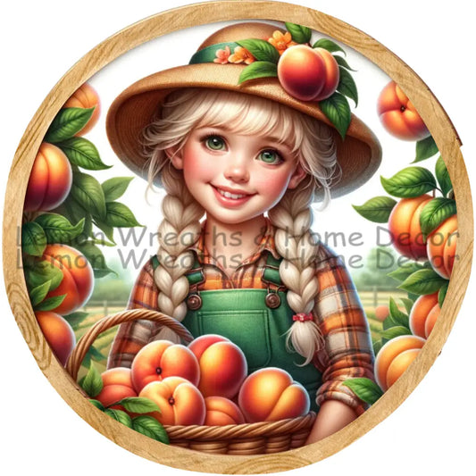 Fruitful Seasons Southern Peach Girl Metal Sign