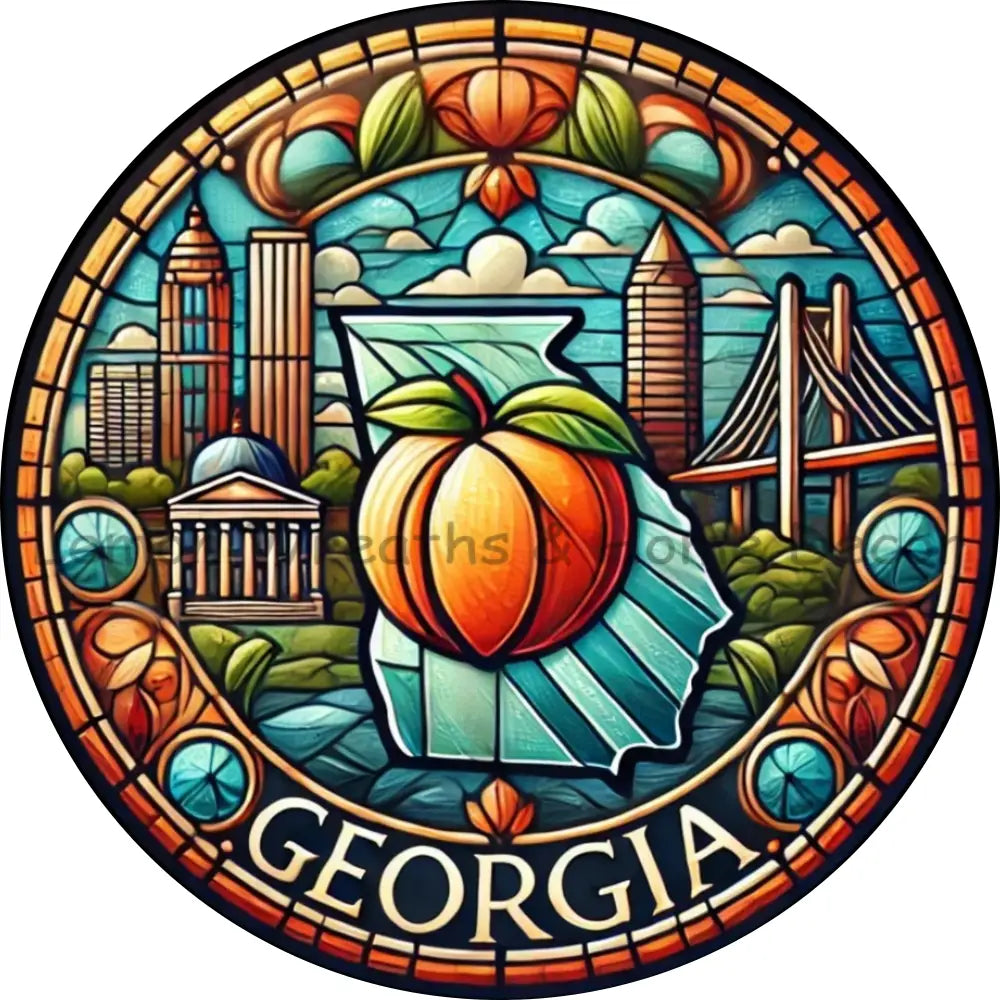 Georgia Faux Stained Glass Metal Sign