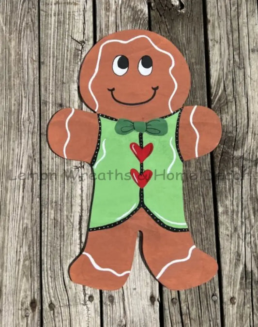 Gingerbread Boy Wood Wreath Attachment