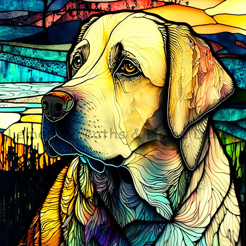 Golden Lab Dog Breed Faux Stained Glass Metal Sign 8