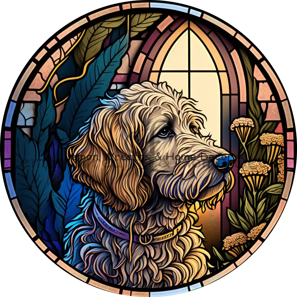 Goldendoodle Dog Breed Faux Stained Glass Metal Sign 8